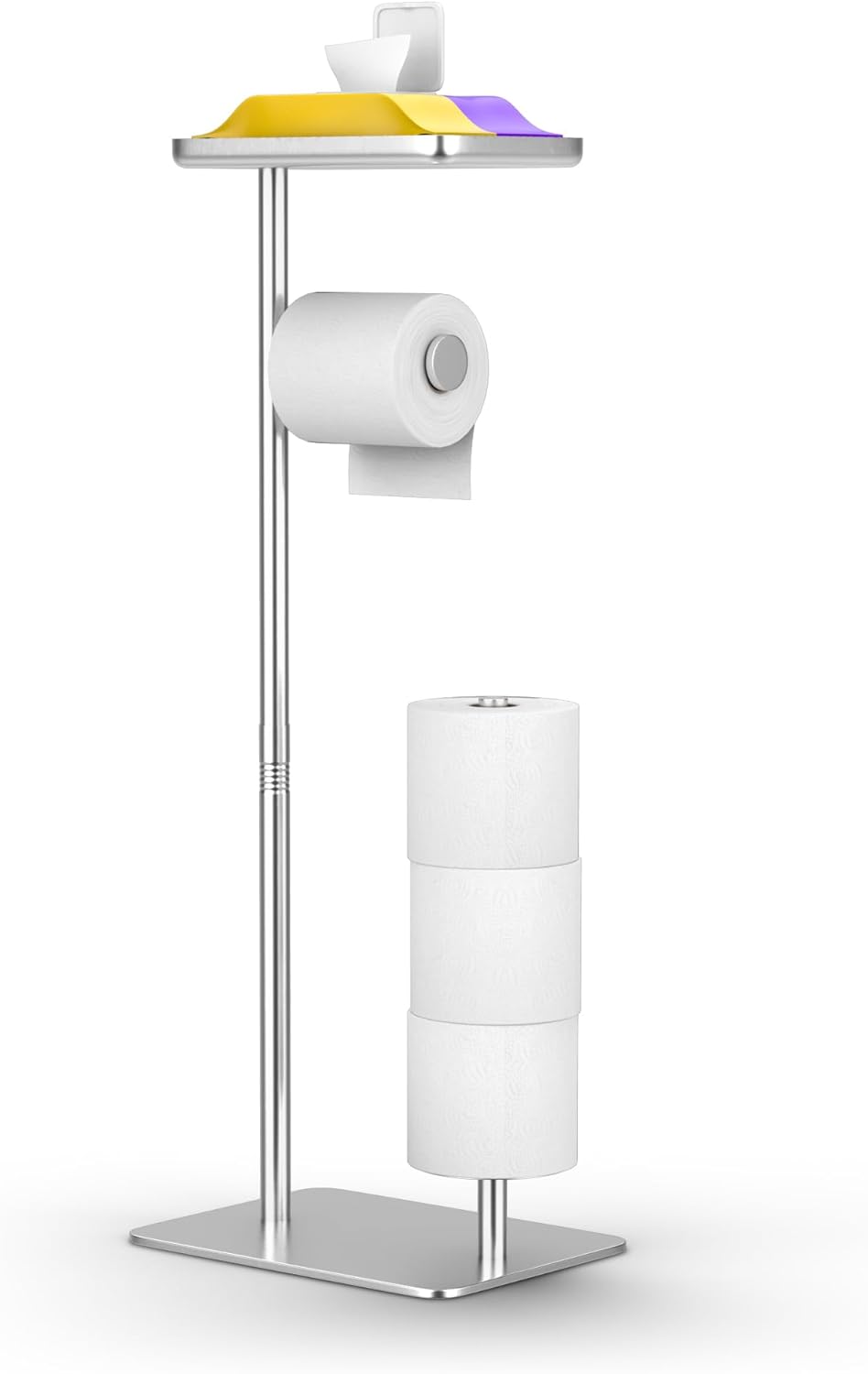 Day Moon™ Brushed Gold Toilet Paper Holder with Shelf, Wipe Holder for Bathroom Flushable Wipes Dispenser, Toilet Paper and Wipes Holder, Toilet Paper Holder with Storage