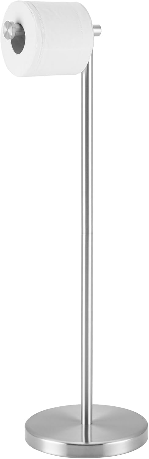 KES Gold Toilet Paper Holder Stand 26" H (Taller Version), Free Standing Toilet Paper Roll Holder with Weighted Base for Bathroom, Rustproof SUS304 Stainless Steel Brushed Gold, BPH283S66-BZ