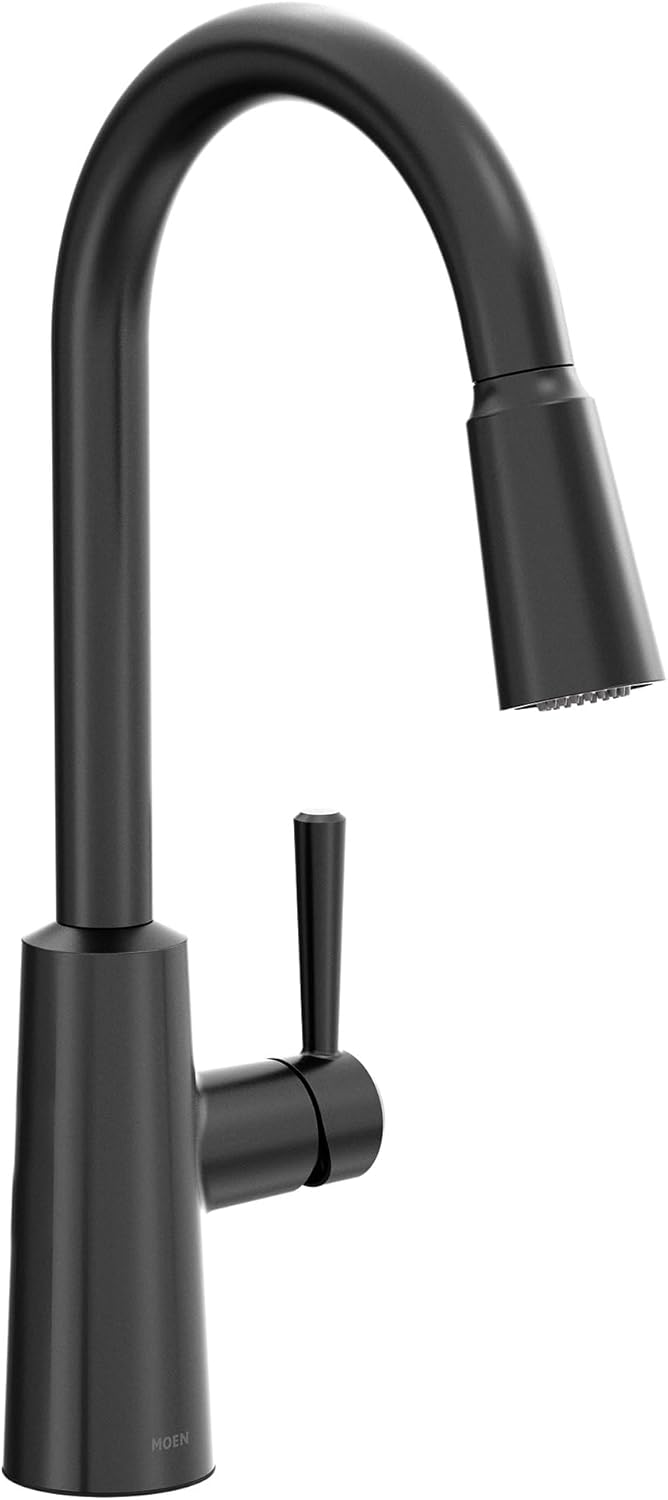 Moen Riley Chrome One-Handle Pulldown Kitchen Faucet Featuring Power Boost for a Faster Clean and Reflex Docking System for the Spray Head, Modern Kitchen Sink Faucet, 7402C
