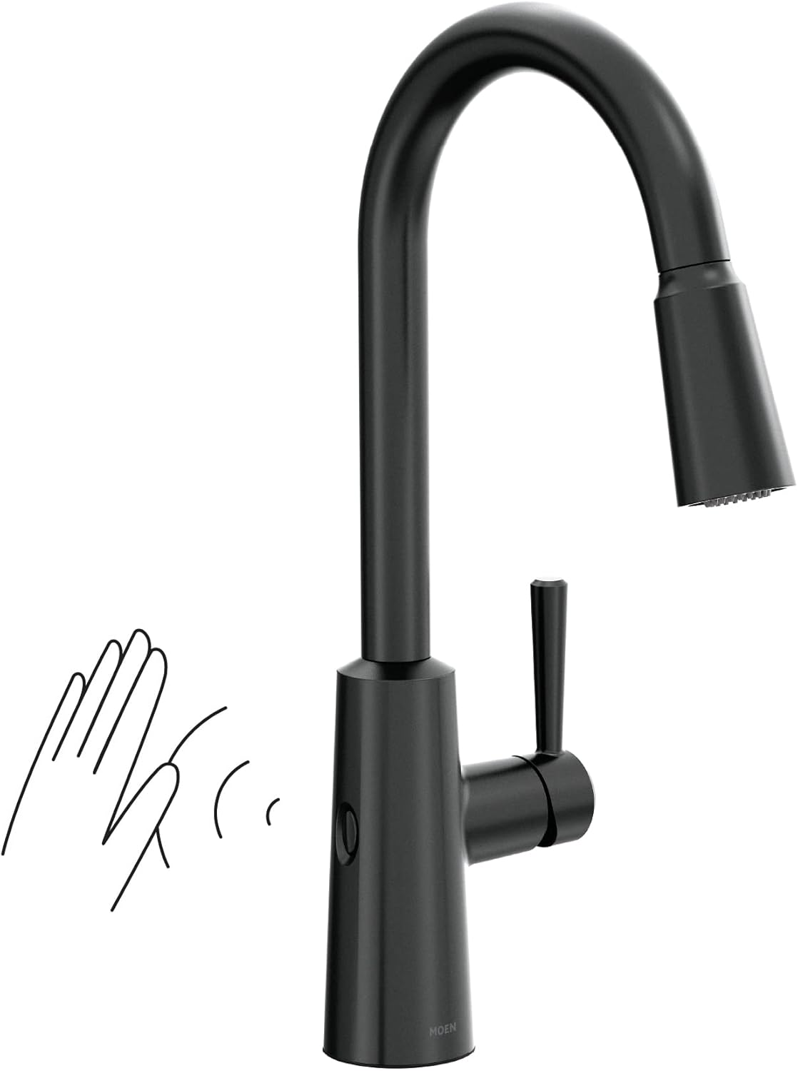 Moen Riley Chrome One-Handle Pulldown Kitchen Faucet Featuring Power Boost for a Faster Clean and Reflex Docking System for the Spray Head, Modern Kitchen Sink Faucet, 7402C