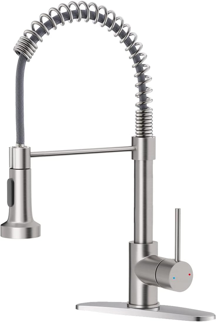 OWOFAN Touchless Kitchen Faucet with Pull Down Sprayer LED Light Single Handle Kitchen Sink Faucet Motion Sensor Smart Hands-Free, Stainless Steel Brushed Nickel 1080SN