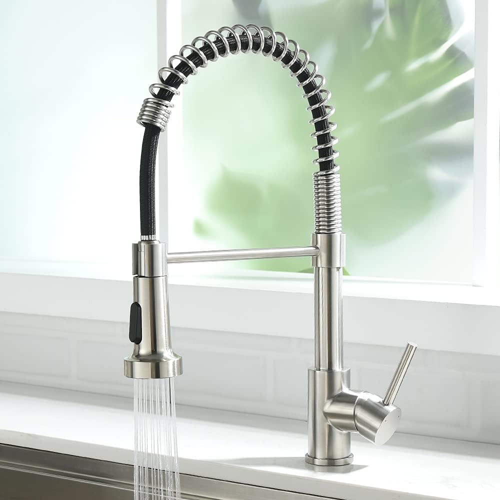 OWOFAN Touchless Kitchen Faucet with Pull Down Sprayer LED Light Single Handle Kitchen Sink Faucet Motion Sensor Smart Hands-Free, Stainless Steel Brushed Nickel 1080SN