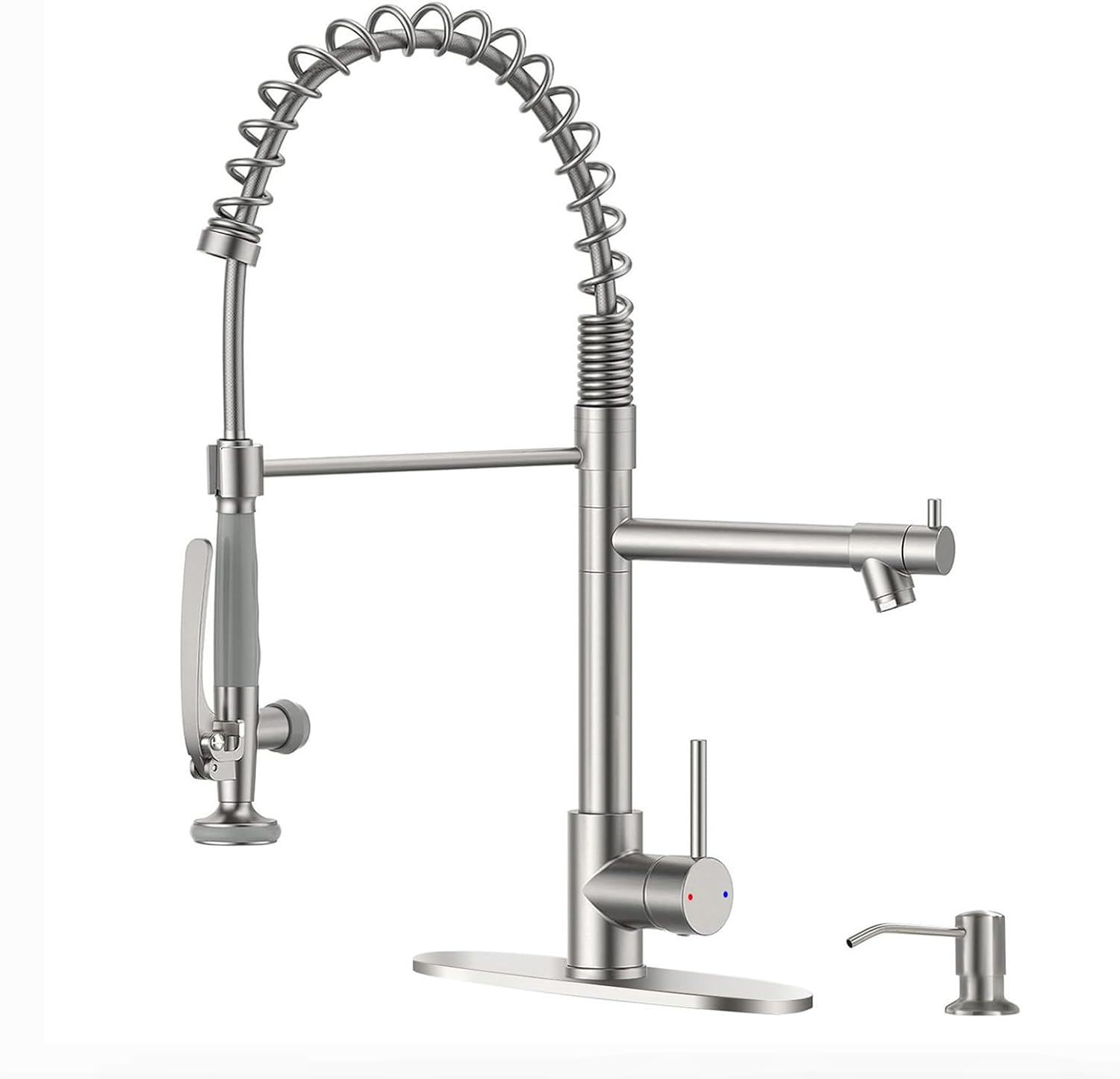 Fapully Commercial Pull Down Kitchen Sink Faucet with Sprayer Brushed Nickel