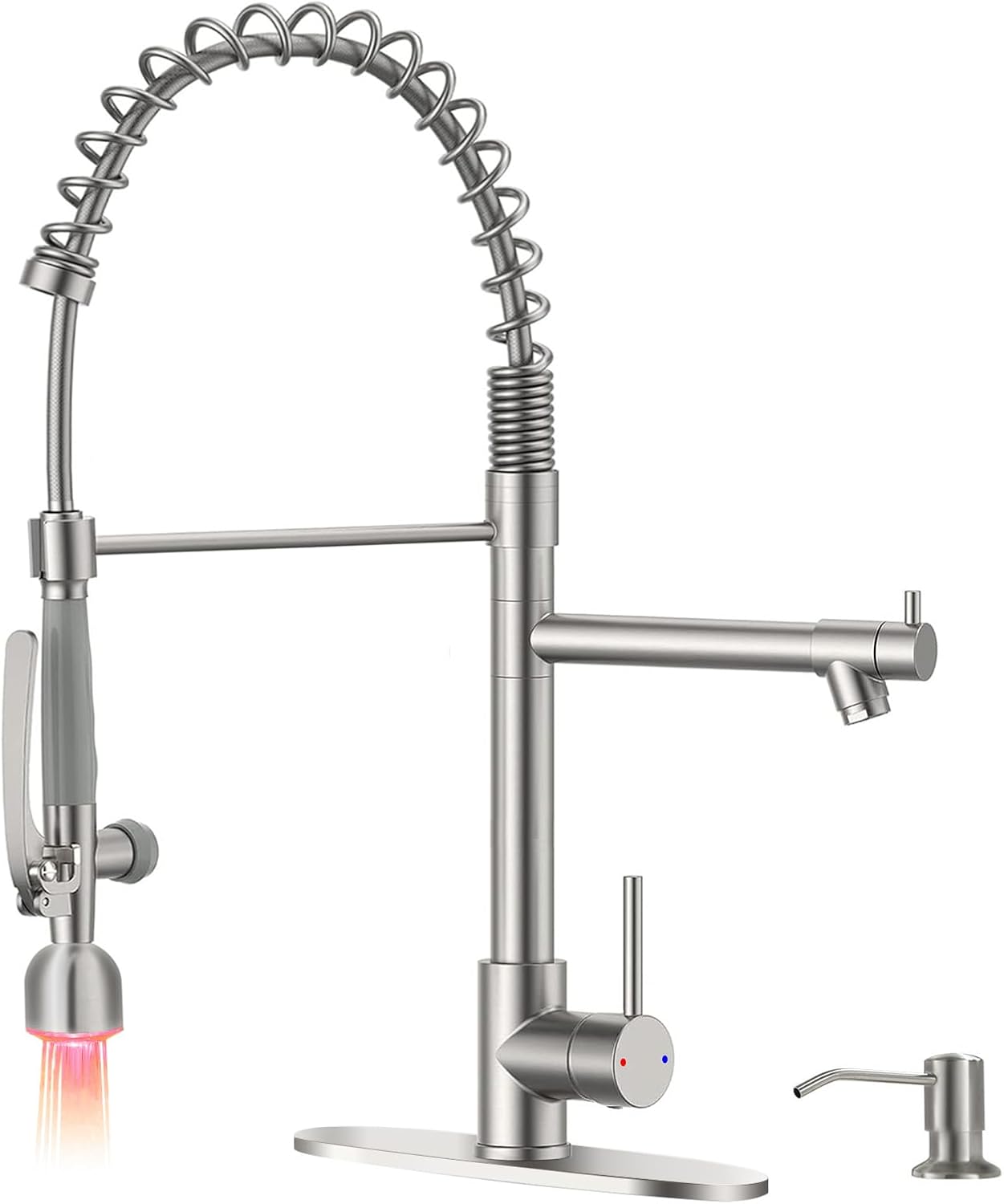 Fapully Commercial Pull Down Kitchen Sink Faucet with Sprayer Brushed Nickel