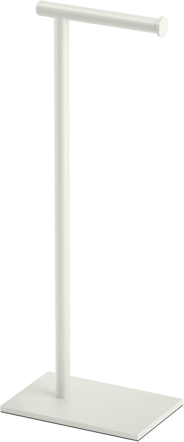 Gatco 1431B, Modern Rectangle Base Freestanding Toilet Paper Holder, 22.25”, Brushed Brass/Free Standing Toilet Tissue Holder Stand with Weighted Base