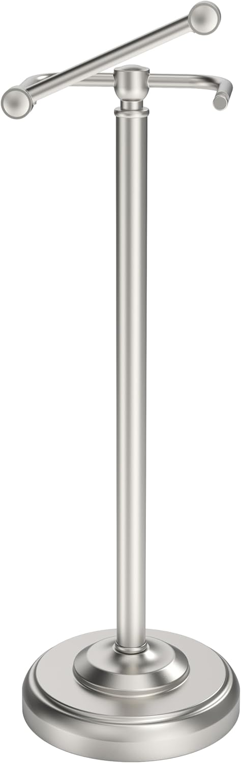 Toilet Paper Holder Stand, Brushed Brass Toilet Paper Holder Free Standing, Post Pivoting Design & Stable Weighted Base SUS304 Stainless Steel for Bathroom(Mega Roll)
