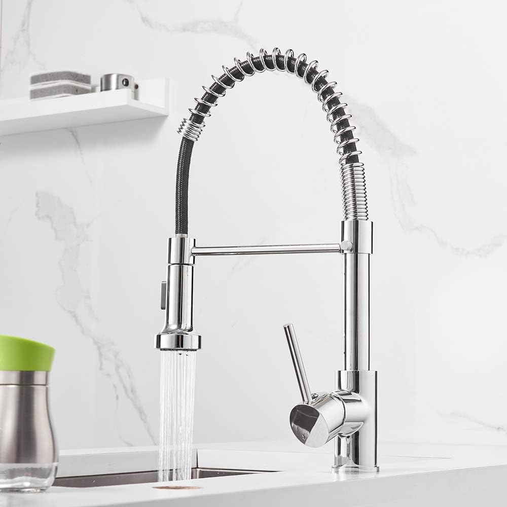 OWOFAN Touchless Kitchen Faucet with Pull Down Sprayer LED Light Single Handle Kitchen Sink Faucet Motion Sensor Smart Hands-Free, Stainless Steel Brushed Nickel 1080SN