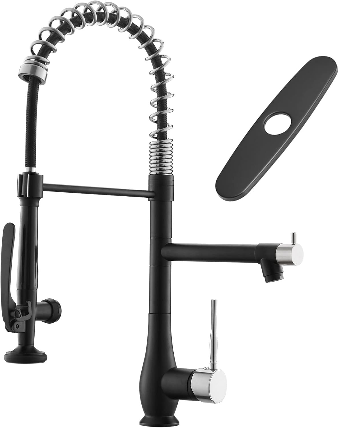 GIMILI Kitchen Faucet with Pull Down Sprayer Single Handle High Pressure Brushed Nickel Kitchen Sink Faucet Commercial Double-Headed Stainless Steel Kitchen Faucets Sink with Deck Plate