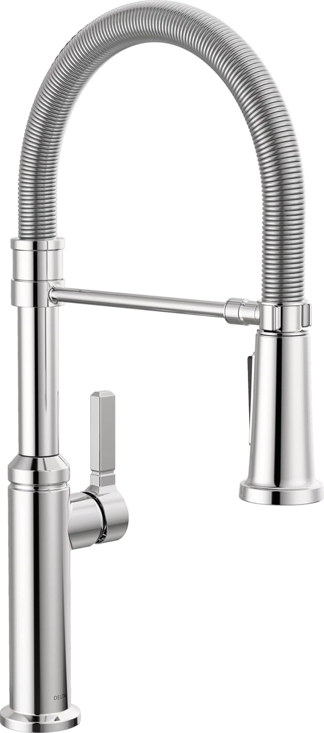 Delta Rhett Pro Style Commercial Kitchen Faucet with Pull Down Sprayer, Single Hole Brushed Gold Kitchen Sink Faucet, Single Handle, Champagne Bronze 18829-CZ-DST