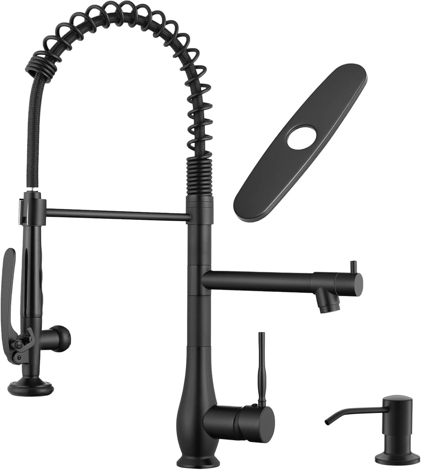 GIMILI Kitchen Faucet with Pull Down Sprayer Single Handle High Pressure Brushed Nickel Kitchen Sink Faucet Commercial Double-Headed Stainless Steel Kitchen Faucets Sink with Deck Plate