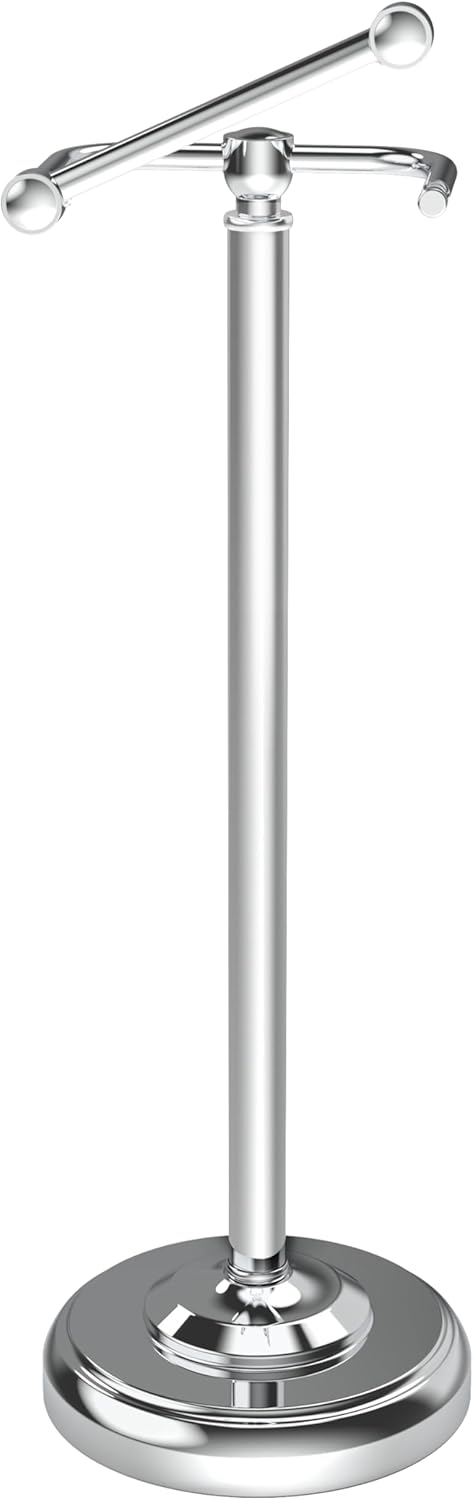 Toilet Paper Holder Stand, Brushed Brass Toilet Paper Holder Free Standing, Post Pivoting Design & Stable Weighted Base SUS304 Stainless Steel for Bathroom(Mega Roll)