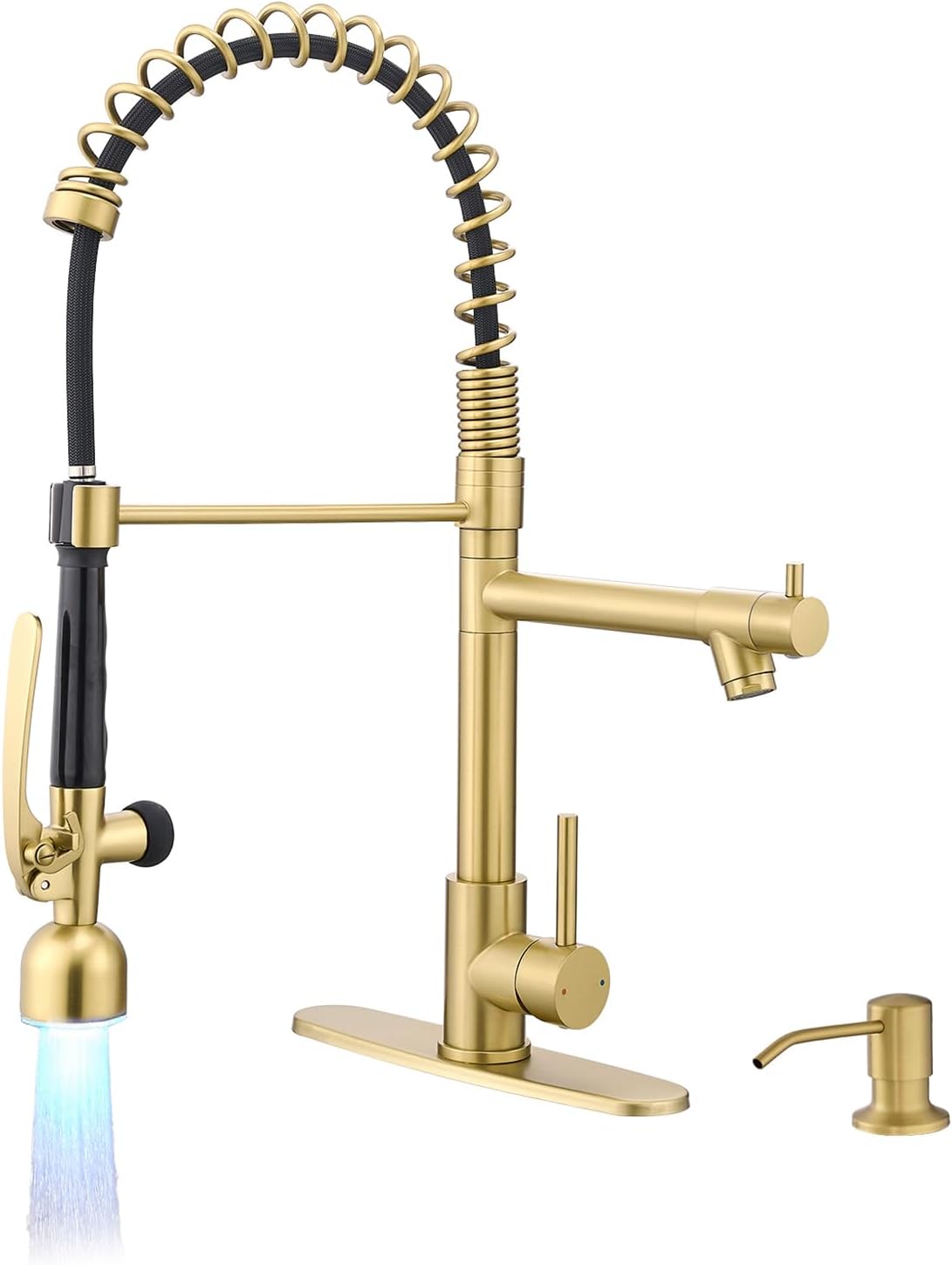 Fapully Commercial Pull Down Kitchen Sink Faucet with Sprayer Brushed Nickel