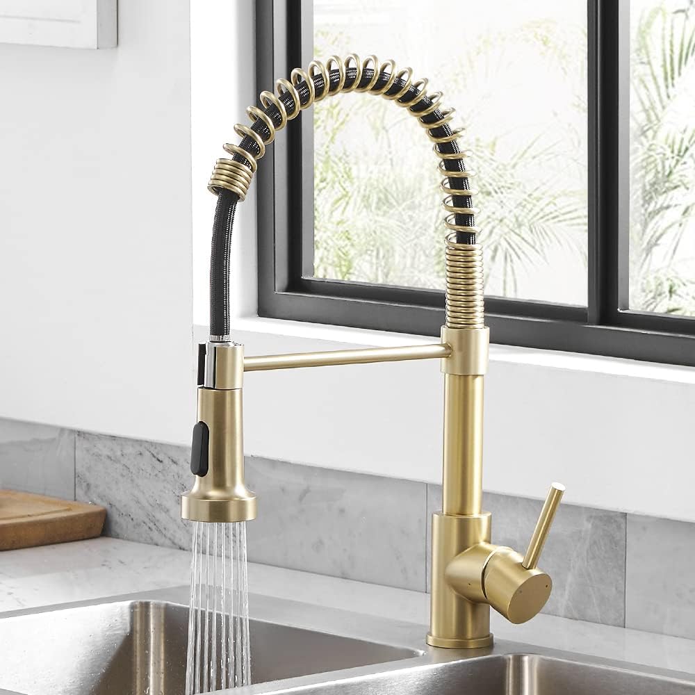 OWOFAN Touchless Kitchen Faucet with Pull Down Sprayer LED Light Single Handle Kitchen Sink Faucet Motion Sensor Smart Hands-Free, Stainless Steel Brushed Nickel 1080SN