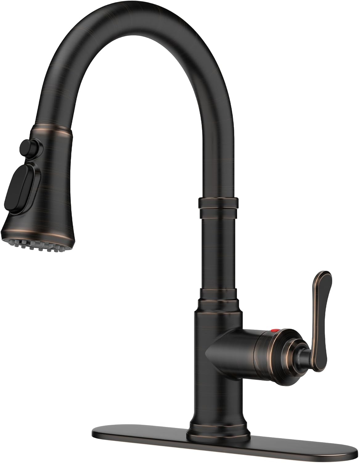 FORIOUS Vintage Kitchen Faucets with Pull Down Sprayer, Oil Rubbed Brown, High Arc Single Handle Stainless Steel Antique Pull Out Sink Faucet for Farmhouse Camper Rv Bar, Fit for 1 or 3 Hole