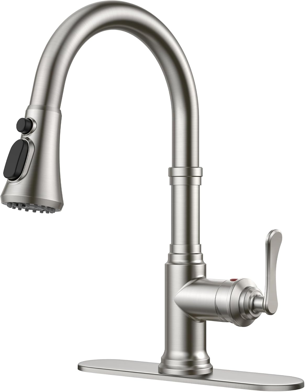 FORIOUS Vintage Kitchen Faucets with Pull Down Sprayer, Oil Rubbed Brown, High Arc Single Handle Stainless Steel Antique Pull Out Sink Faucet for Farmhouse Camper Rv Bar, Fit for 1 or 3 Hole