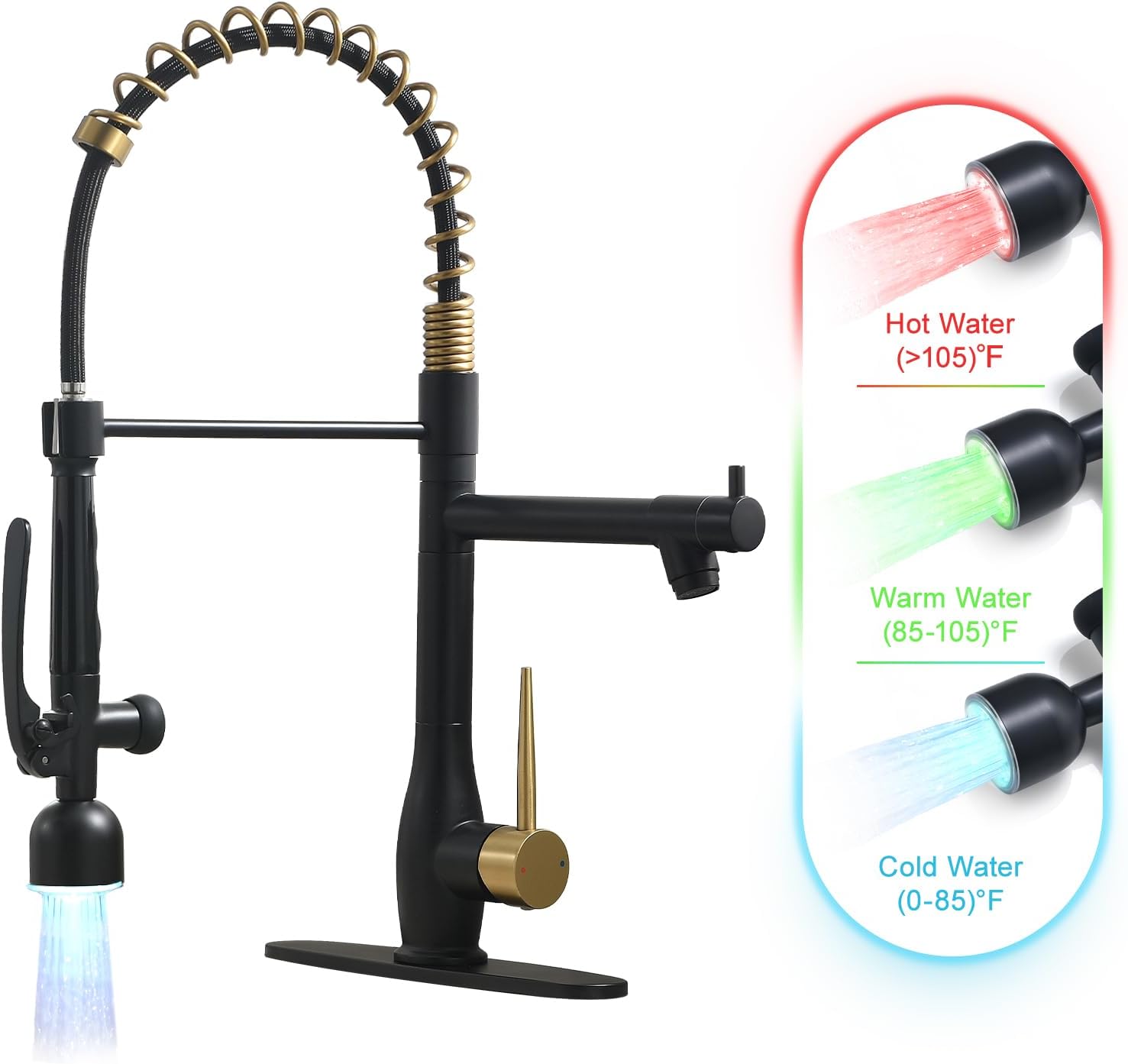 GIMILI Kitchen Faucet with Pull Down Sprayer Single Handle High Pressure Brushed Nickel Kitchen Sink Faucet Commercial Double-Headed Stainless Steel Kitchen Faucets Sink with Deck Plate