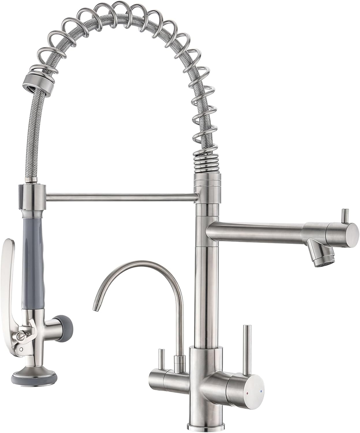 Fapully Commercial Pull Down Kitchen Sink Faucet with Sprayer Brushed Nickel