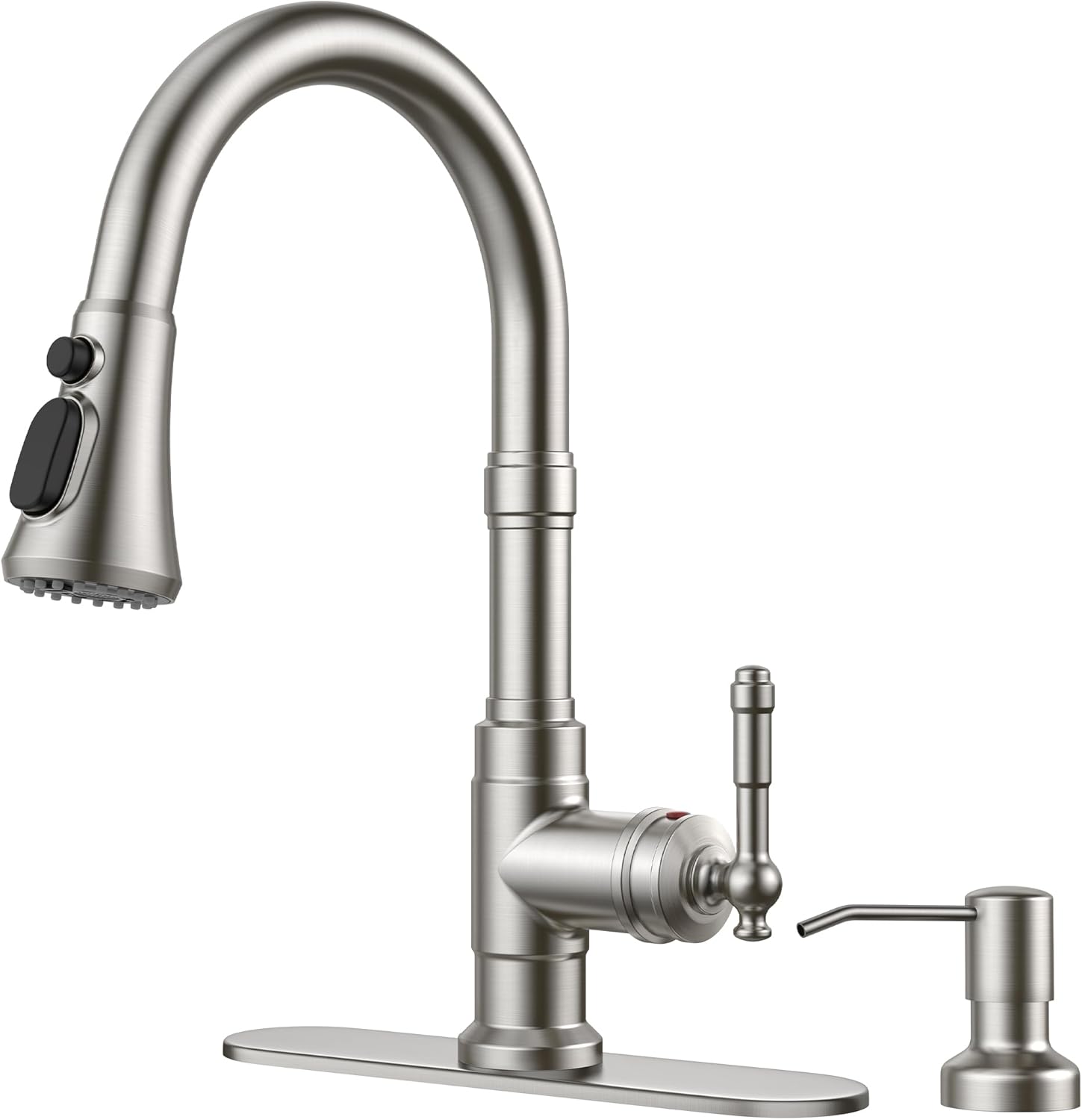 FORIOUS Vintage Kitchen Faucets with Pull Down Sprayer, Oil Rubbed Brown, High Arc Single Handle Stainless Steel Antique Pull Out Sink Faucet for Farmhouse Camper Rv Bar, Fit for 1 or 3 Hole