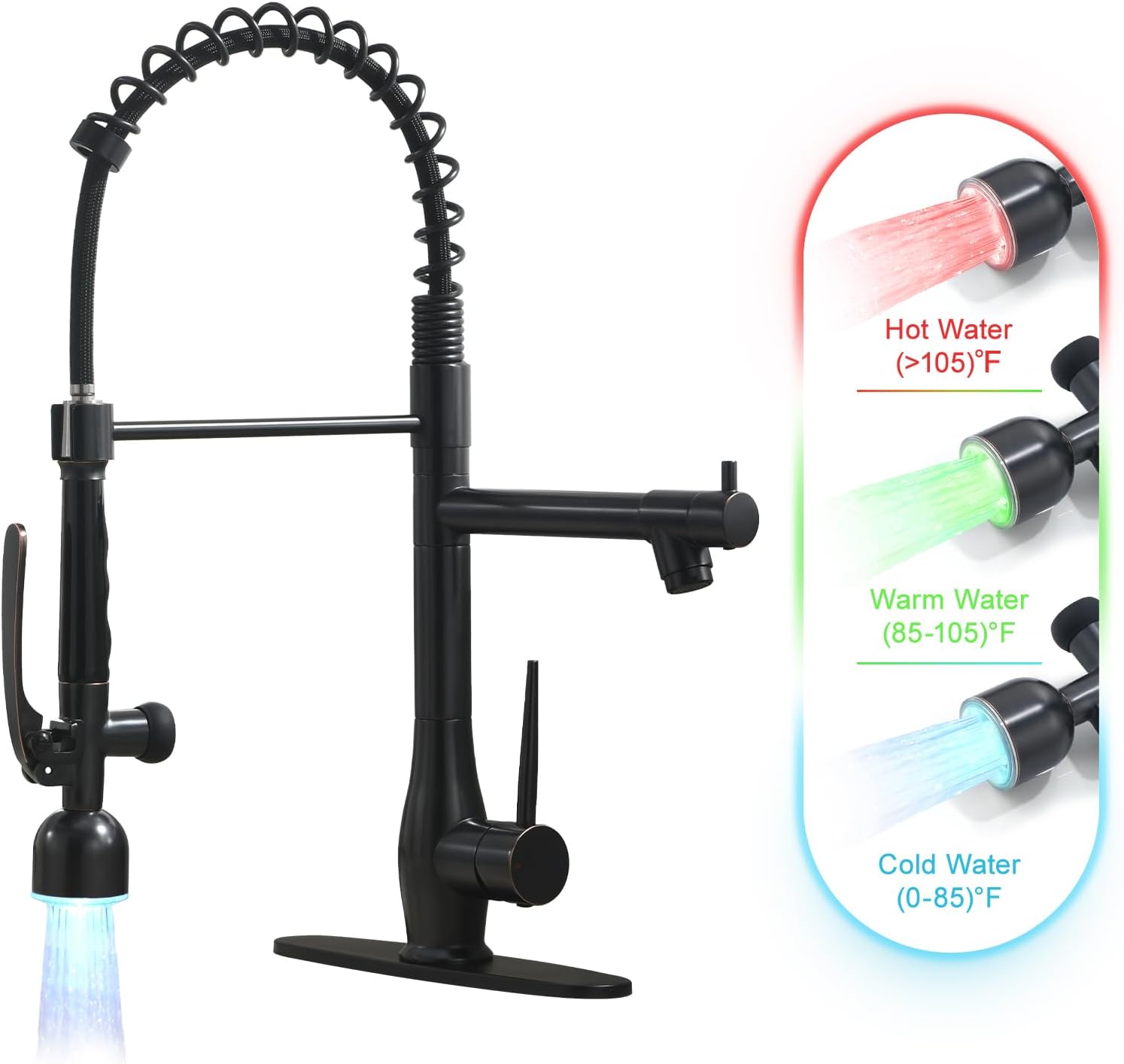 GIMILI Kitchen Faucet with Pull Down Sprayer Single Handle High Pressure Brushed Nickel Kitchen Sink Faucet Commercial Double-Headed Stainless Steel Kitchen Faucets Sink with Deck Plate