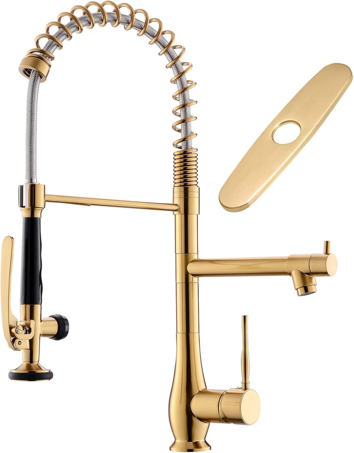 GIMILI Kitchen Faucet with Pull Down Sprayer Single Handle High Pressure Brushed Nickel Kitchen Sink Faucet Commercial Double-Headed Stainless Steel Kitchen Faucets Sink with Deck Plate