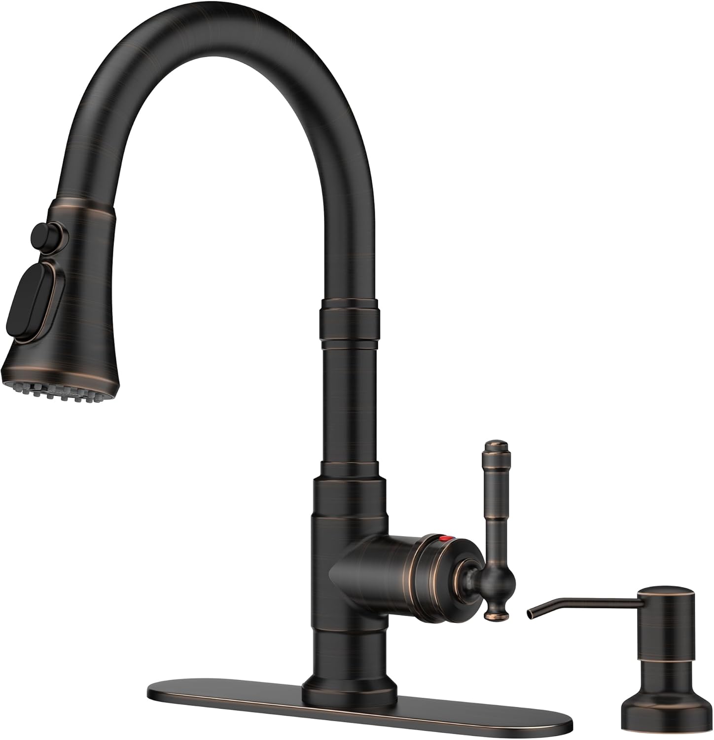 FORIOUS Vintage Kitchen Faucets with Pull Down Sprayer, Oil Rubbed Brown, High Arc Single Handle Stainless Steel Antique Pull Out Sink Faucet for Farmhouse Camper Rv Bar, Fit for 1 or 3 Hole