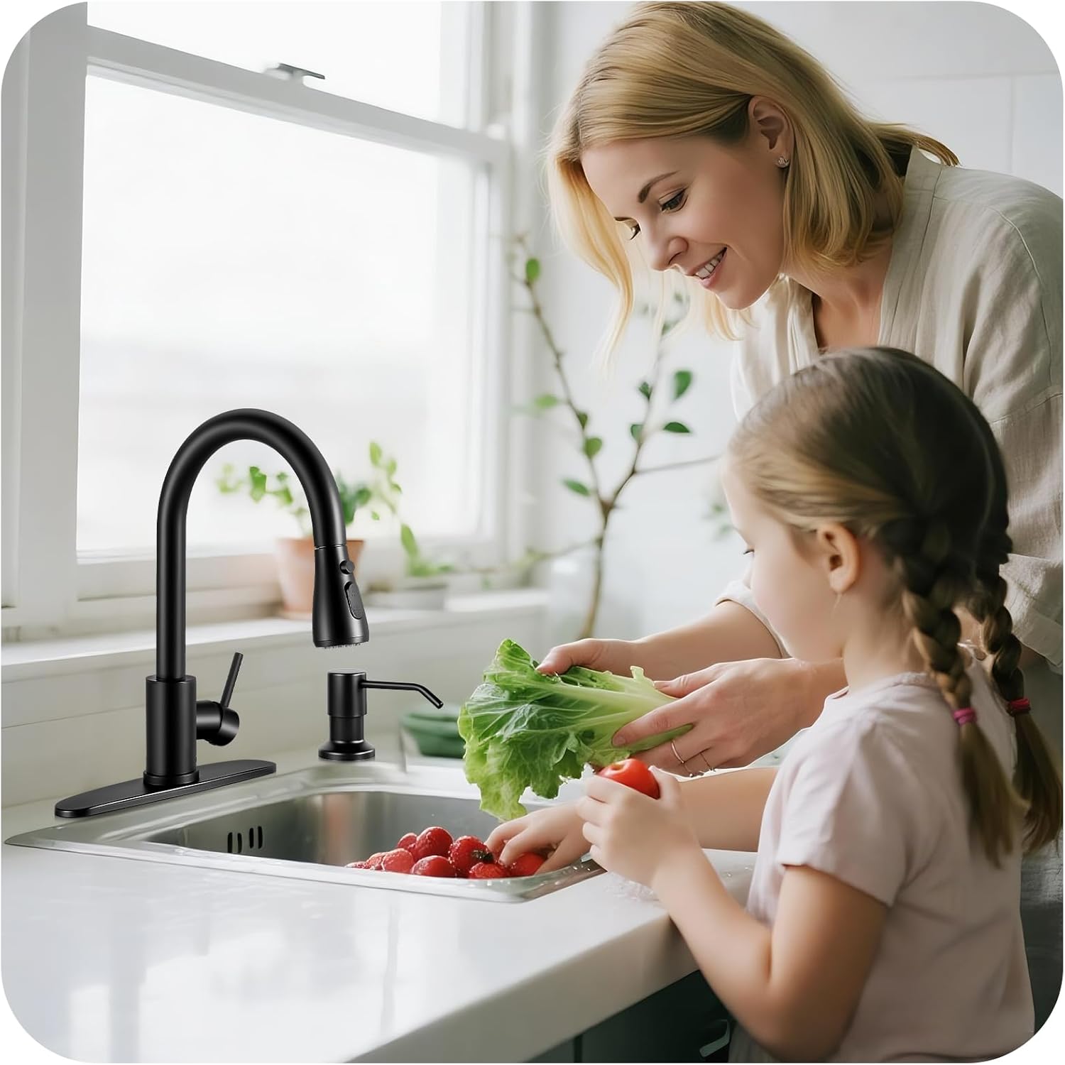 Kitchen Faucet with Pull Down Sprayer with Soap Dispenser