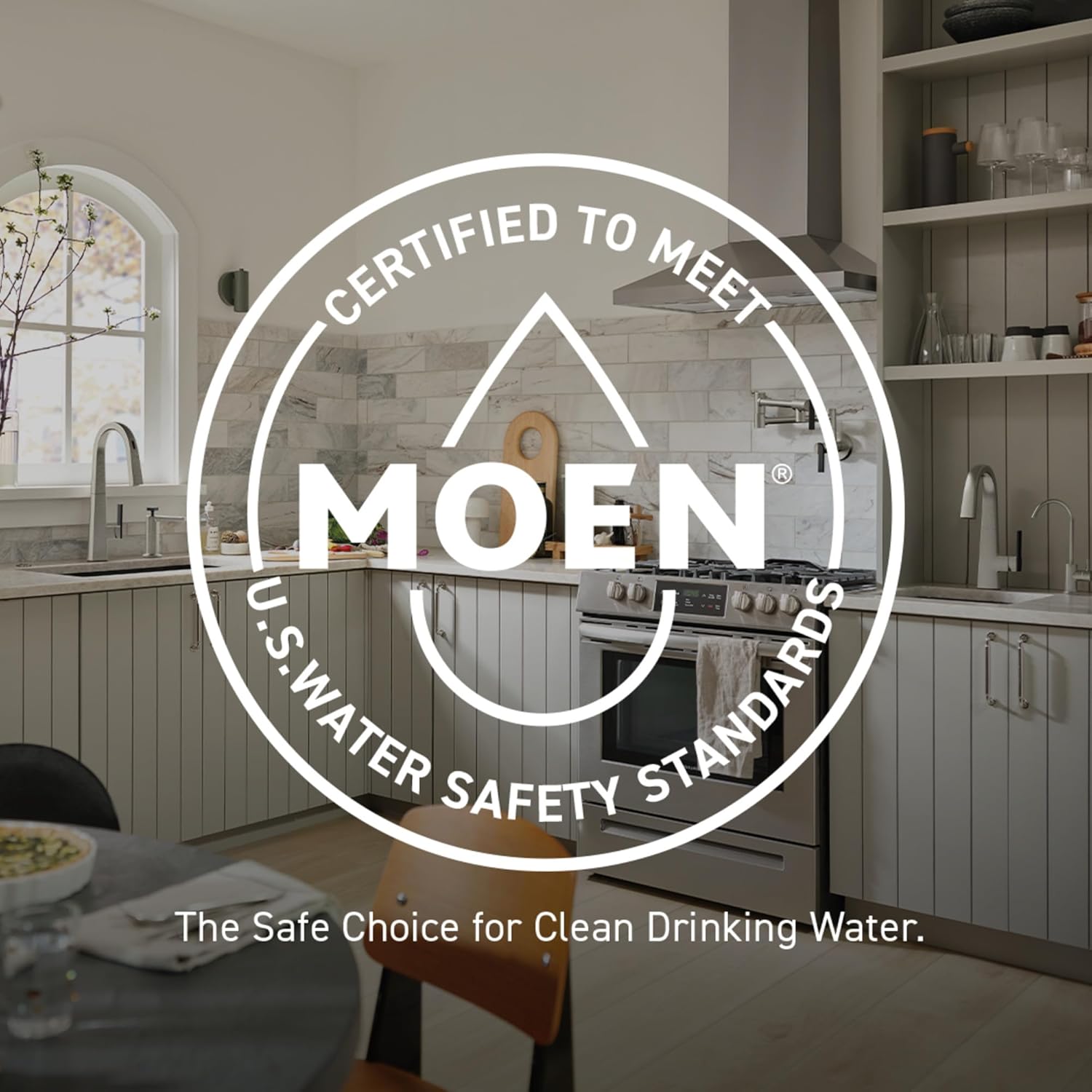 Moen 87042SRS Edison Spot Resist Stainless One-Handle High Arc 4-hole Kitchen Faucet with Side Sprayer and Soap Dispenser