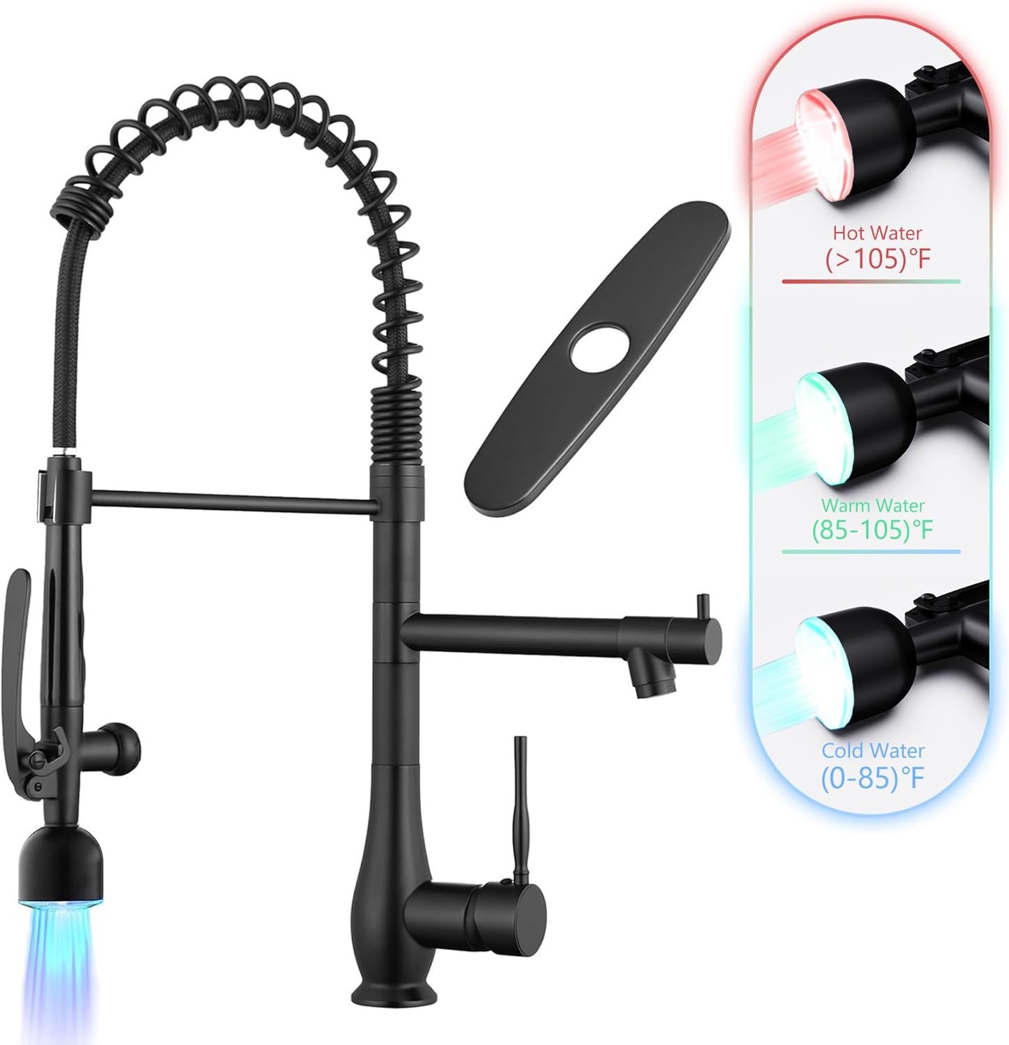 GIMILI Kitchen Faucet with Pull Down Sprayer Single Handle High Pressure Brushed Nickel Kitchen Sink Faucet Commercial Double-Headed Stainless Steel Kitchen Faucets Sink with Deck Plate