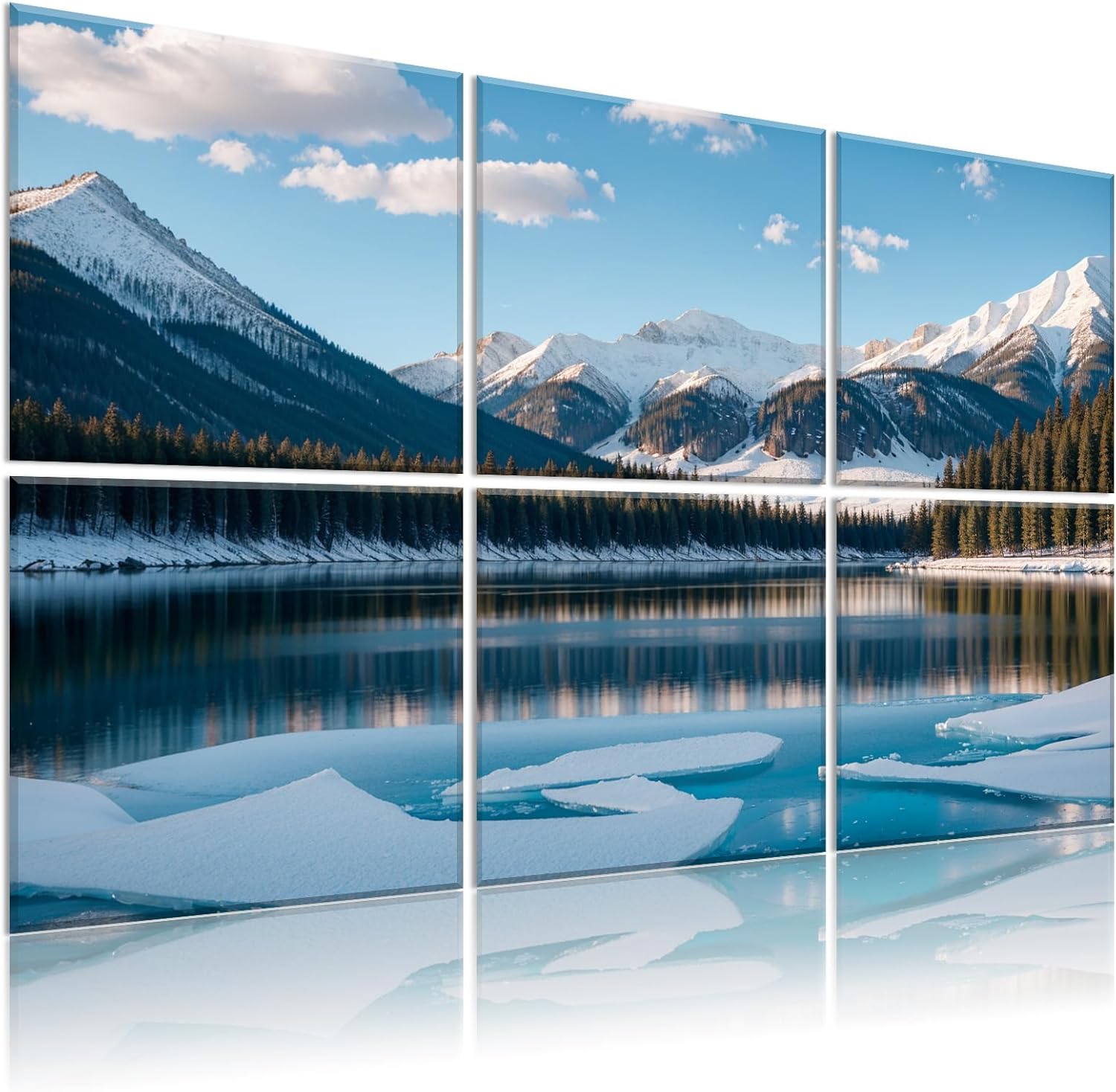 6 Pack Art Acoustic Panels Soundproof Wall Foam, 72X48 Inches Sound Absorbing Panels, Decorative Sound Blocker, Acoustic Treatment for Recording Studio, Adhesive Included, Green Landscape