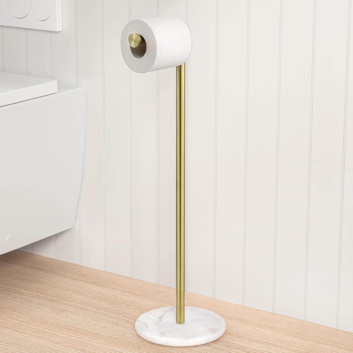KES Gold Toilet Paper Holder Stand Tissue Roll Holder with Modern Marble Base, SUS304 Stainless Steel Brushed Gold Finish BPH284S1-BZ