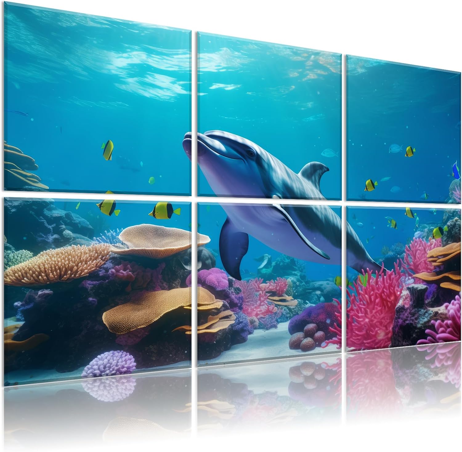 6 Pack Art Acoustic Panels Soundproof Wall Foam, 72X48 Inches Sound Absorbing Panels, Decorative Sound Blocker, Acoustic Treatment for Recording Studio, Adhesive Included, Green Landscape