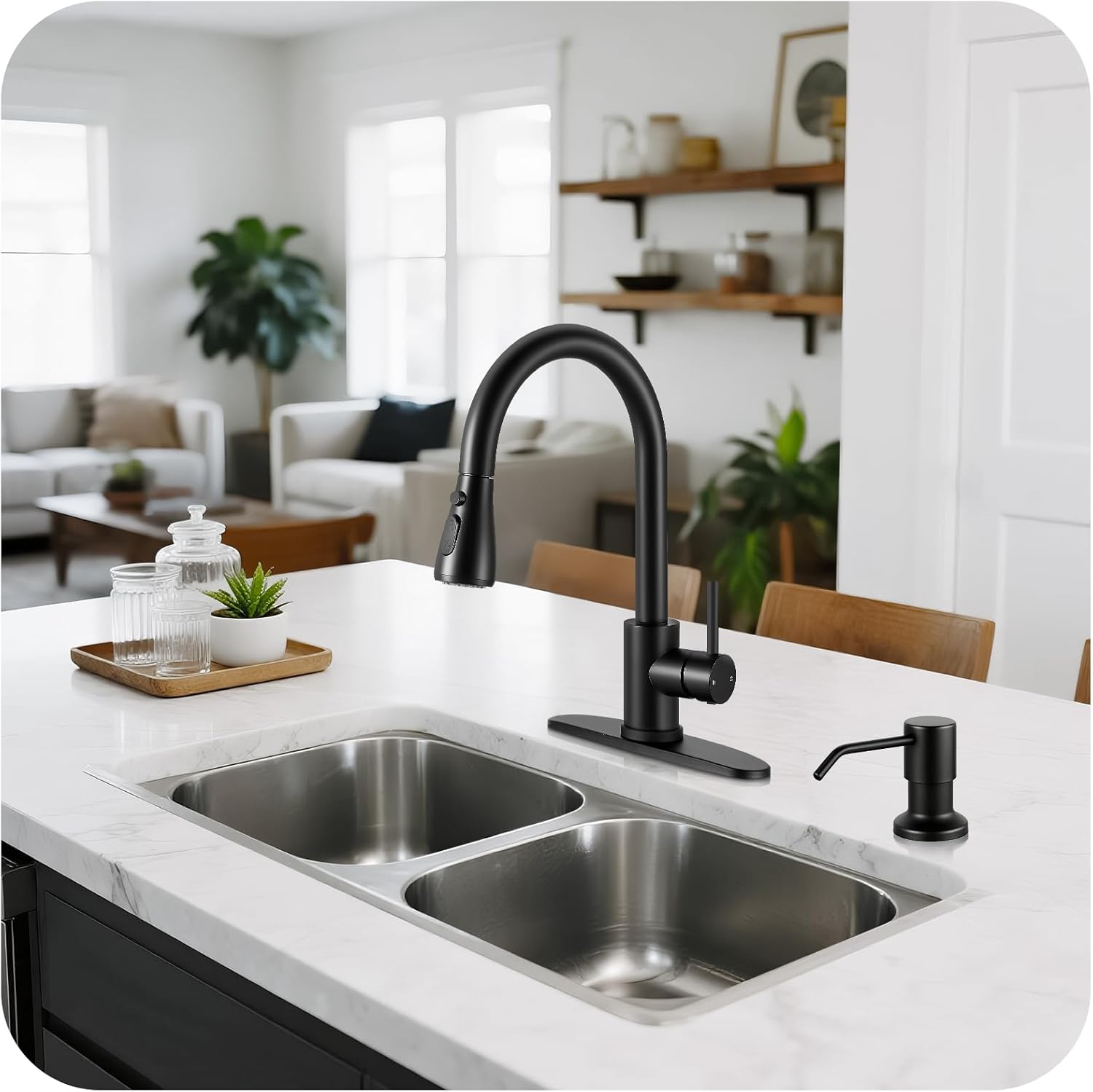 Kitchen Faucet with Pull Down Sprayer with Soap Dispenser