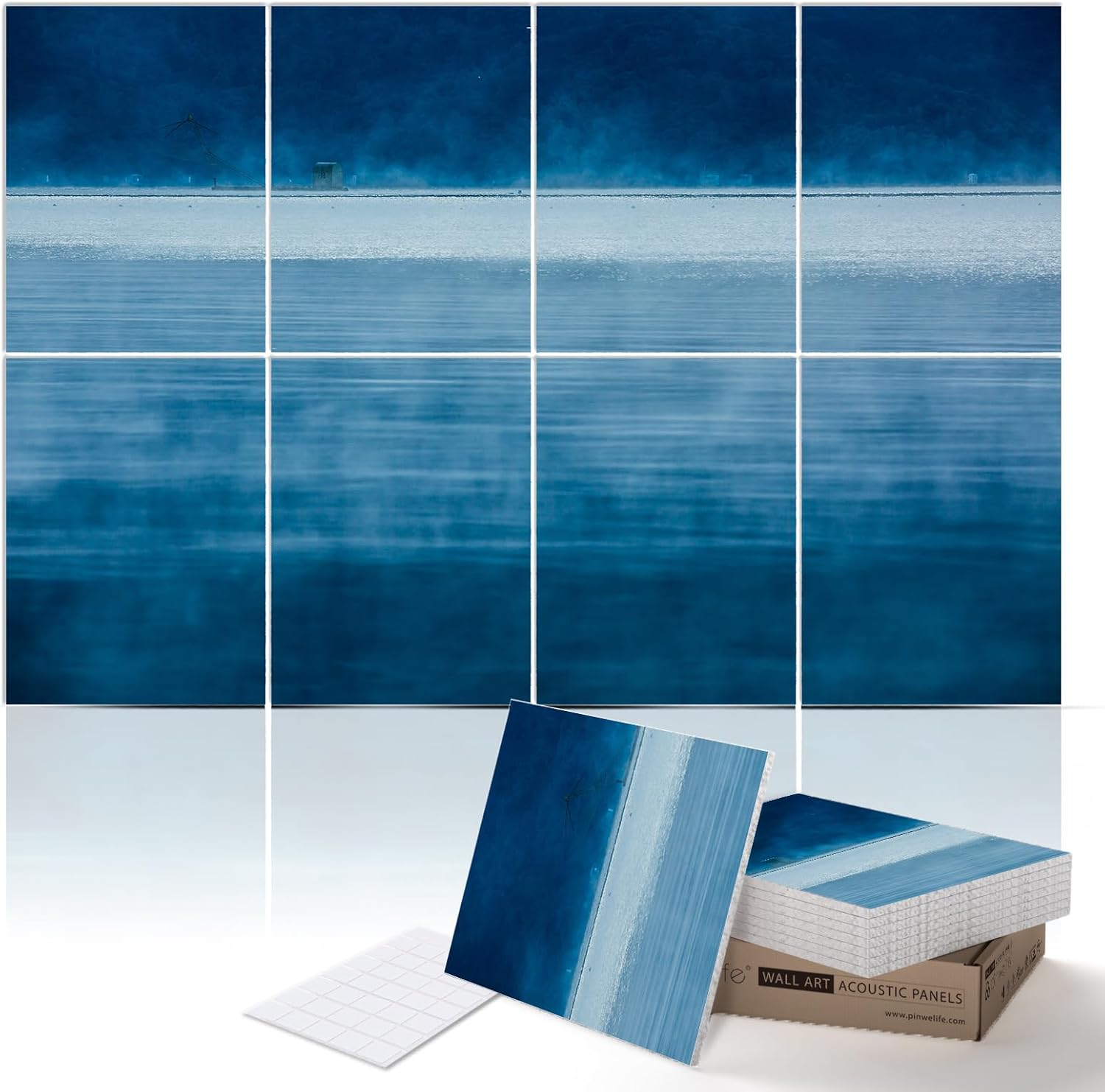 PINWELIFE® Wall Art Acoustic Panels, Sound Proof Absorbing Panels for Home/Office, Decorative Absorbing Dampening, Noise and Echo Cancelling (48"x32", Monet_Seine at Lavacourt)