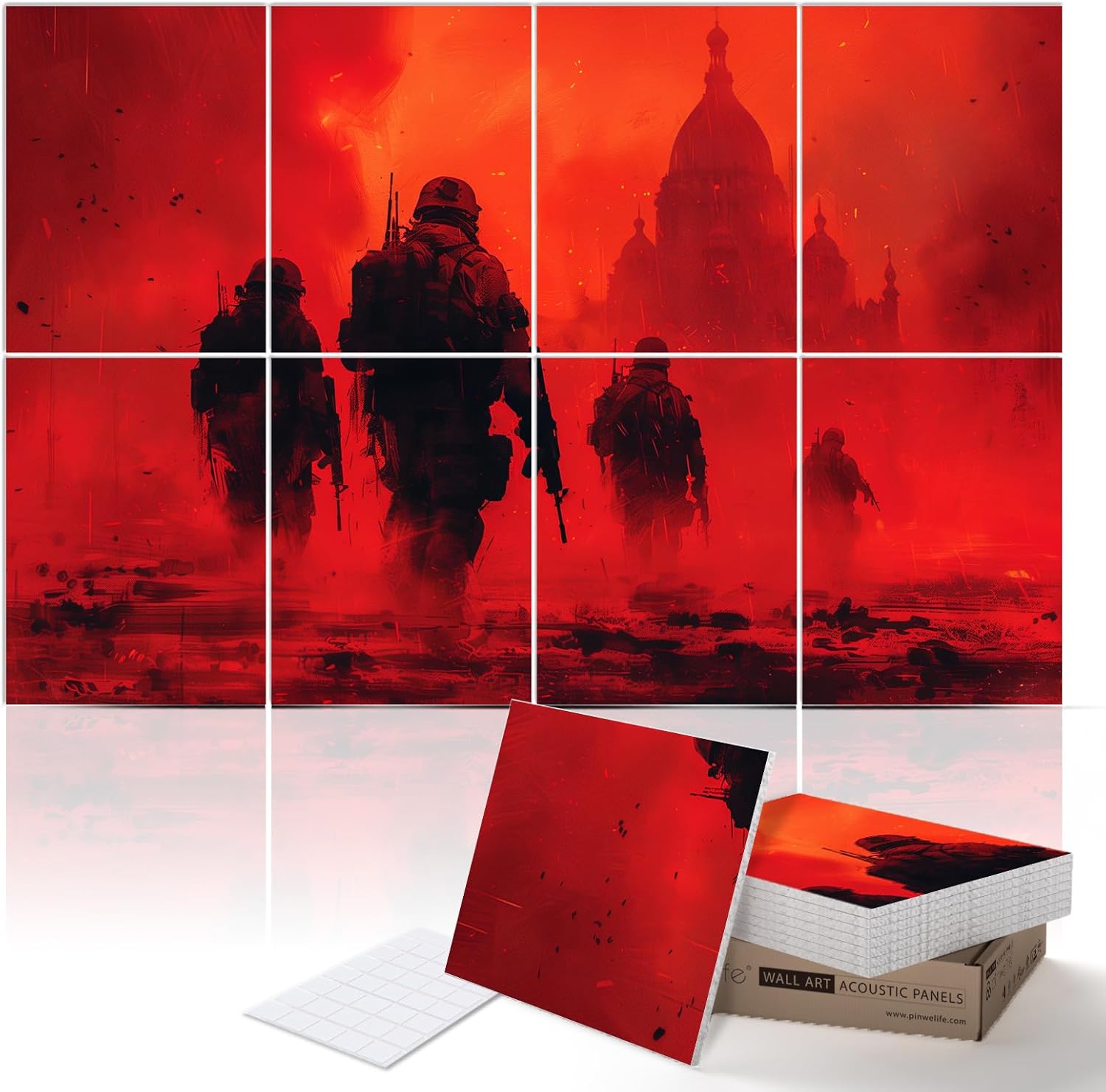 PINWELIFE® Wall Art Acoustic Panels, Sound Proof Absorbing Panels for Home/Office, Decorative Absorbing Dampening, Noise and Echo Cancelling (48"x32", Monet_Seine at Lavacourt)