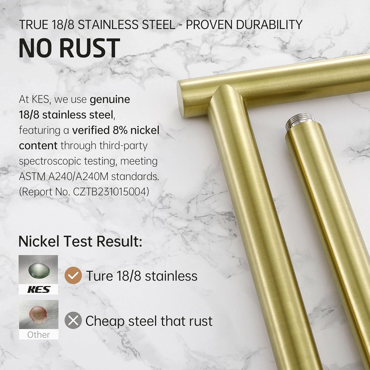 KES Natural Marble Gold Toilet Paper Holder Stand, Bathroom Free Standing Toilet Paper Holder SUS304 Stainless Steel, BPH285S1-BZ