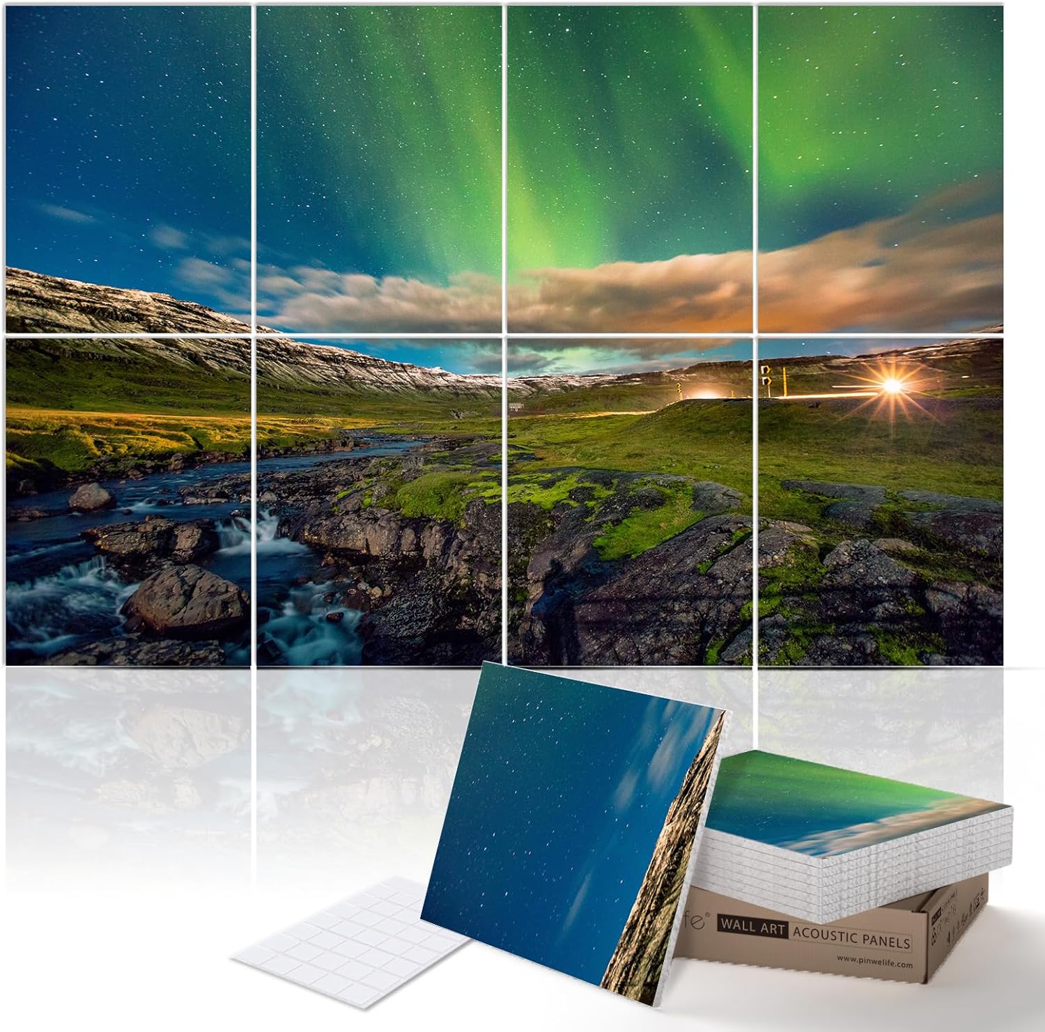 PINWELIFE® Wall Art Acoustic Panels, Sound Proof Absorbing Panels for Home/Office, Decorative Absorbing Dampening, Noise and Echo Cancelling (48"x32", Monet_Seine at Lavacourt)