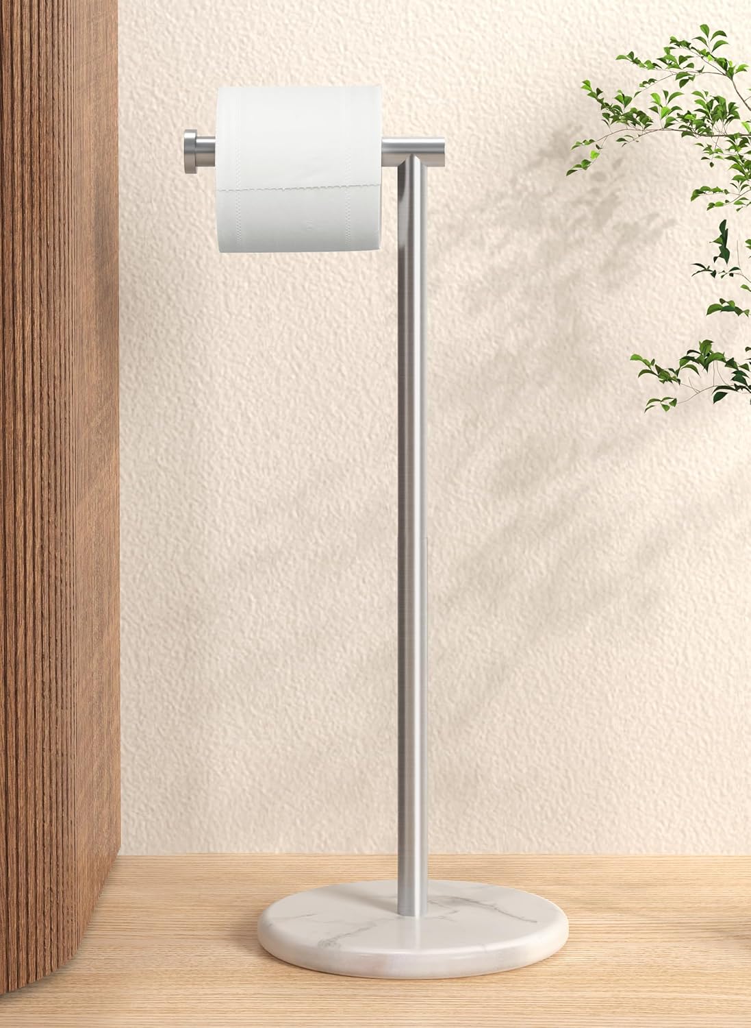 KES Gold Toilet Paper Holder Stand Tissue Roll Holder with Modern Marble Base, SUS304 Stainless Steel Brushed Gold Finish BPH284S1-BZ