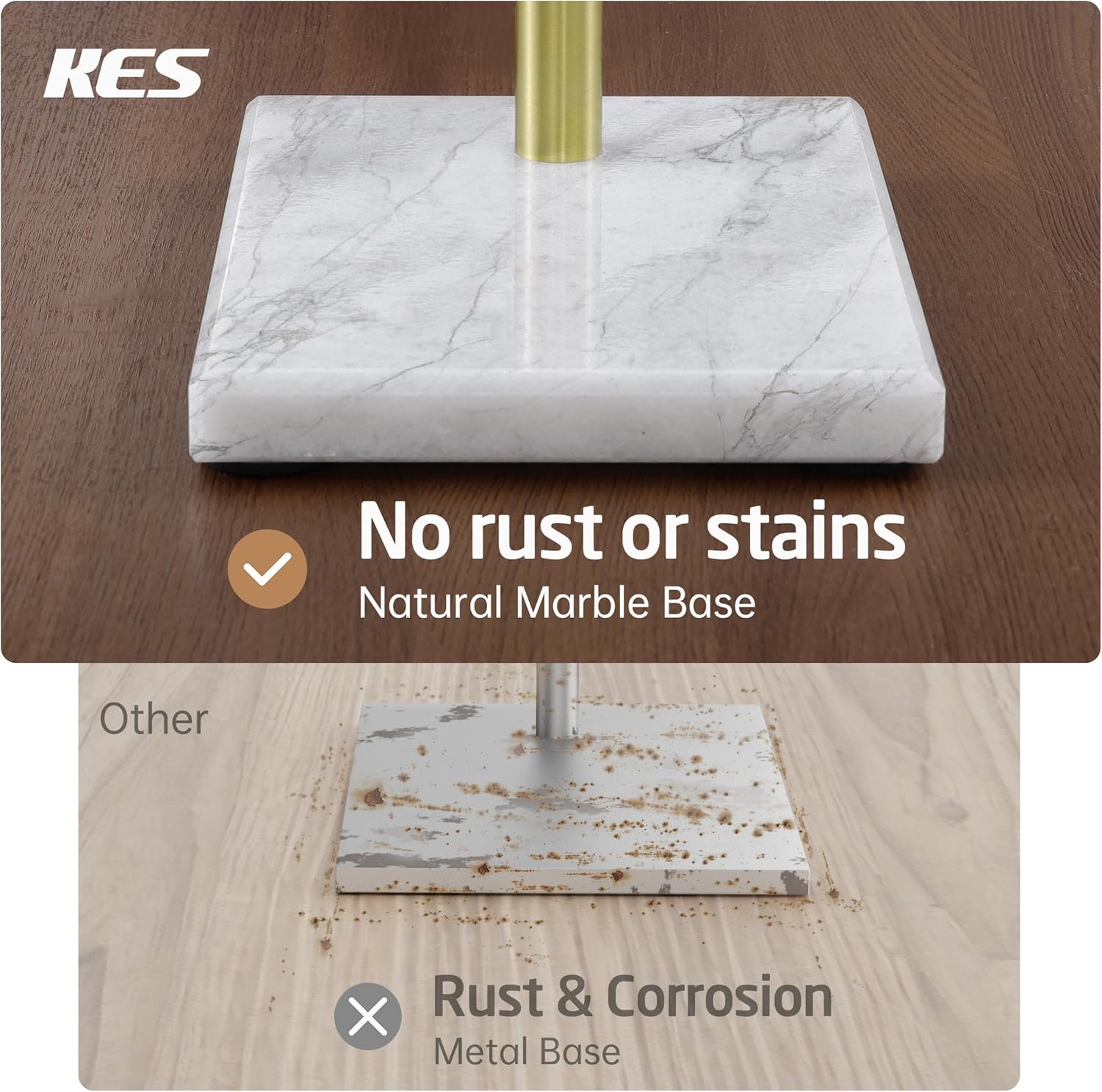KES Natural Marble Gold Toilet Paper Holder Stand, Bathroom Free Standing Toilet Paper Holder SUS304 Stainless Steel, BPH285S1-BZ