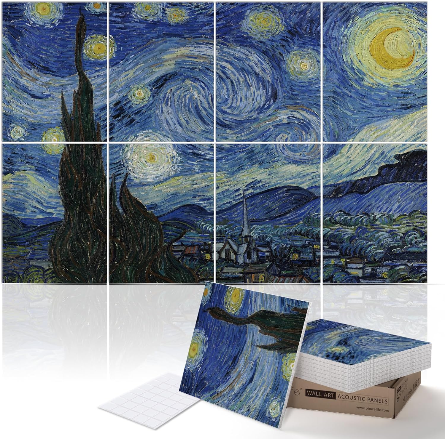 PINWELIFE® Wall Art Acoustic Panels, Sound Proof Absorbing Panels for Home/Office, Decorative Absorbing Dampening, Noise and Echo Cancelling (48"x32", Monet_Seine at Lavacourt)