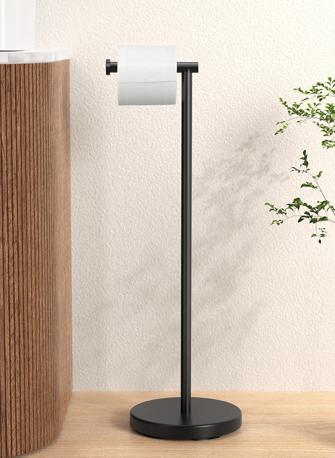 KES Gold Toilet Paper Holder Stand 26" H (Taller Version), Free Standing Toilet Paper Roll Holder with Weighted Base for Bathroom, Rustproof SUS304 Stainless Steel Brushed Gold, BPH283S66-BZ