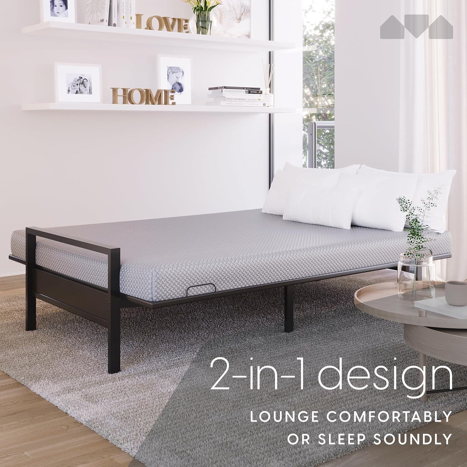 Milliard Metal Futon Frame – Full Size Futon Frame, Convertible Sofa Bed, Sleek Black Low-Profile Design, Space-Saving, Durable & Easy Assembly - Perfect for Modern Living, Apartments & Guest Rooms