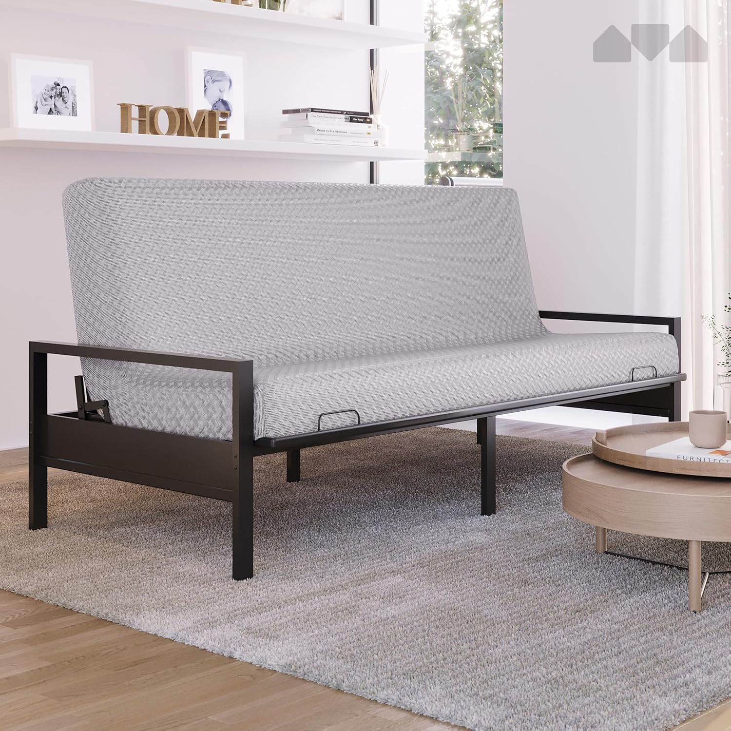 Milliard Metal Futon Frame – Full Size Futon Frame, Convertible Sofa Bed, Sleek Black Low-Profile Design, Space-Saving, Durable & Easy Assembly - Perfect for Modern Living, Apartments & Guest Rooms