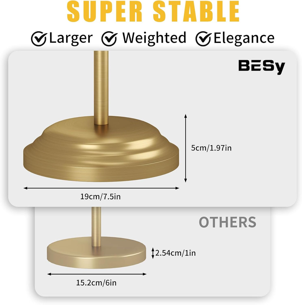 BESy Toilet Paper Holder Free Standing Bathroom Toilet Tissue Holder Stand for Floor Toilet Paper Roll Holder with Storage Hardware Accessories Rack Hand Towel Bar Brushed Gold Stainless Steel