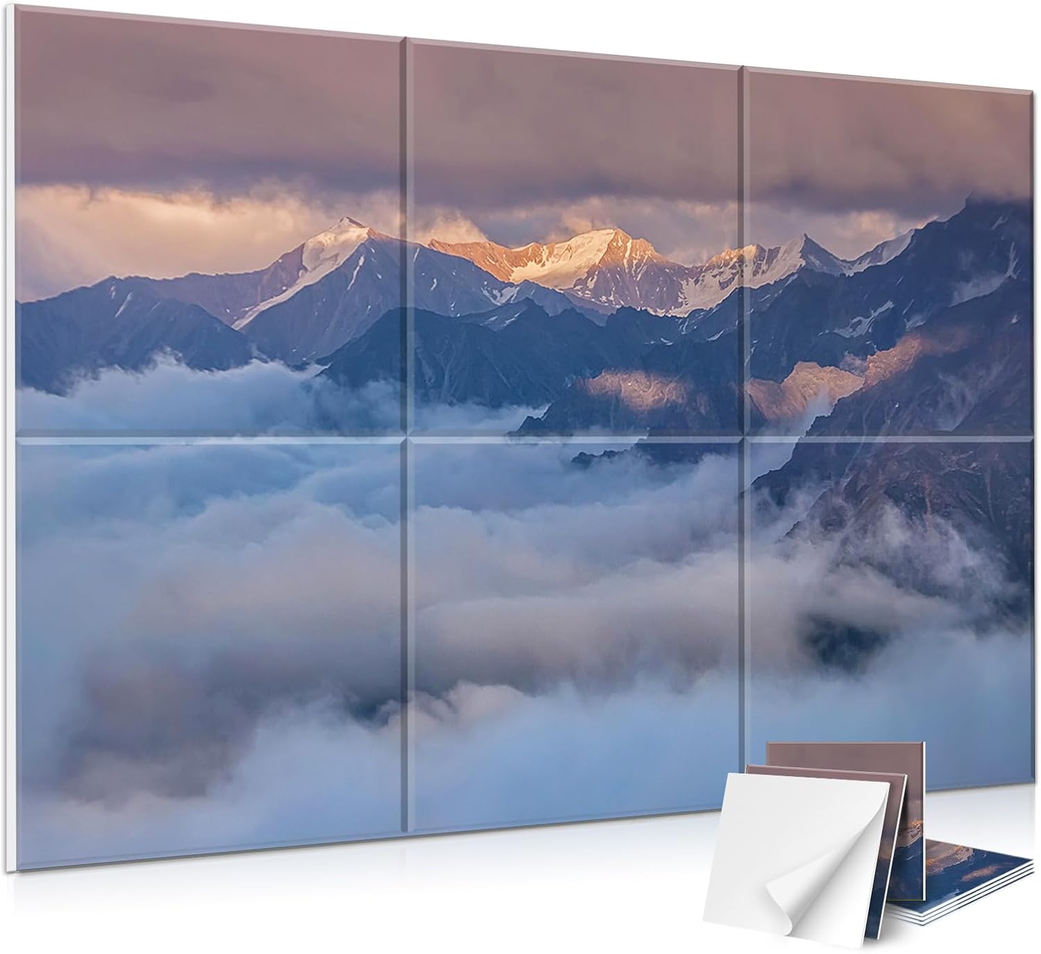 JBER 6 Pack Art Acoustic Panels, 72×48Inches Soundproof Wall Panels, Large Self-Adhesive Wall Panels, Decorative Sound Absorbing Panels, Sound Panels for Recording Studio, Living Room(Lake of the Sky)