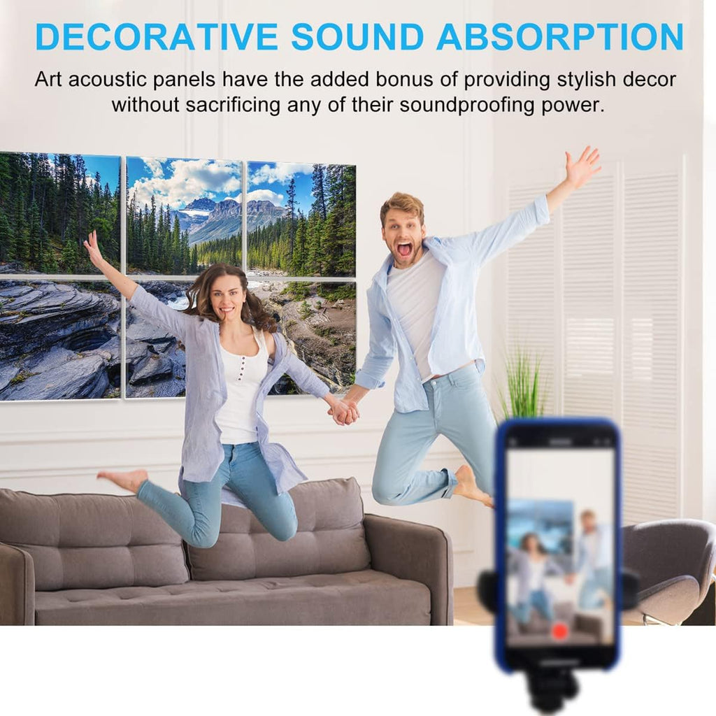 JBER Art Acoustic Panels Decorative, 6 Pack Acoustic Panels Art for Wall Decoration with Self Adhesive, Suitable for Recording Studio, Home Soundproof Wall Panels, 72x48inch (MASAYA CANYON)
