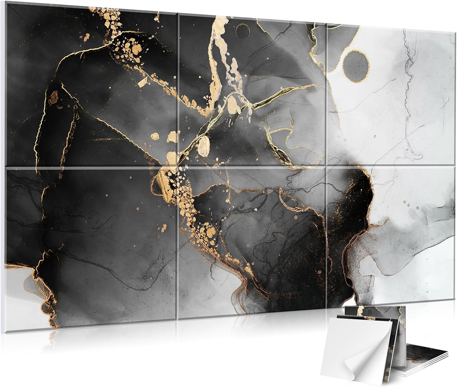 JBER 6 Pack Art Acoustic Panels, 72×48Inches Soundproof Wall Panels, Large Self-Adhesive Wall Panels, Decorative Sound Absorbing Panels, Sound Panels for Recording Studio, Living Room(Lake of the Sky)