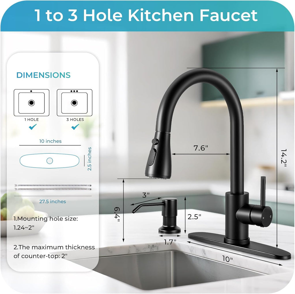 Kitchen Faucet with Pull Down Sprayer with Soap Dispenser