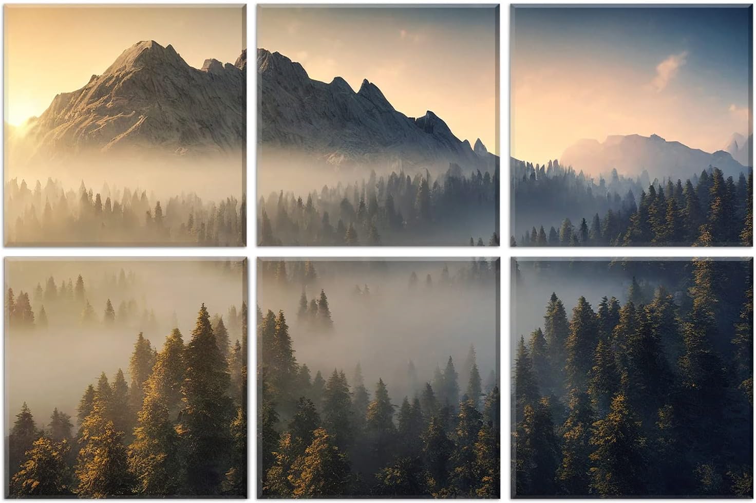 JBER Art Acoustic Panels Decorative, 6 Pack Acoustic Panels Art for Wall Decoration with Self Adhesive, Suitable for Recording Studio, Home Soundproof Wall Panels, 72x48inch (MASAYA CANYON)