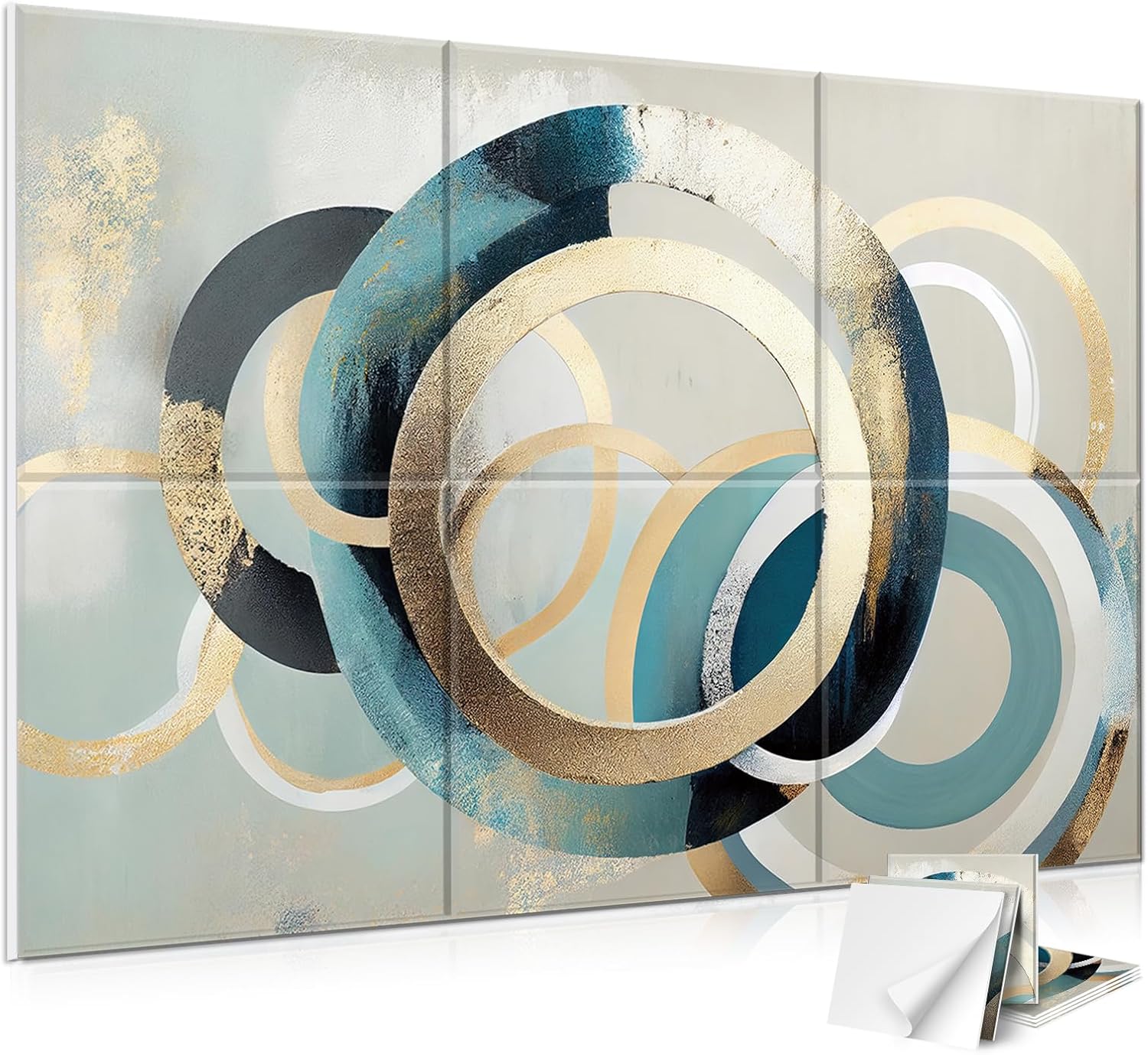 JBER 6 Pack Art Acoustic Panels, 72×48Inches Soundproof Wall Panels, Large Self-Adhesive Wall Panels, Decorative Sound Absorbing Panels, Sound Panels for Recording Studio, Living Room(Lake of the Sky)