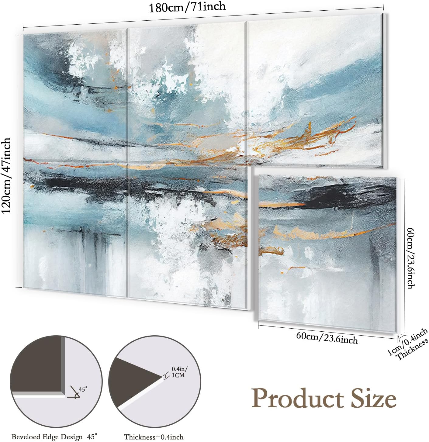 JBER 6 Pack Art Acoustic Panels, 72×48Inches Soundproof Wall Panels, Large Self-Adhesive Wall Panels, Decorative Sound Absorbing Panels, Sound Panels for Recording Studio, Living Room(Lake of the Sky)